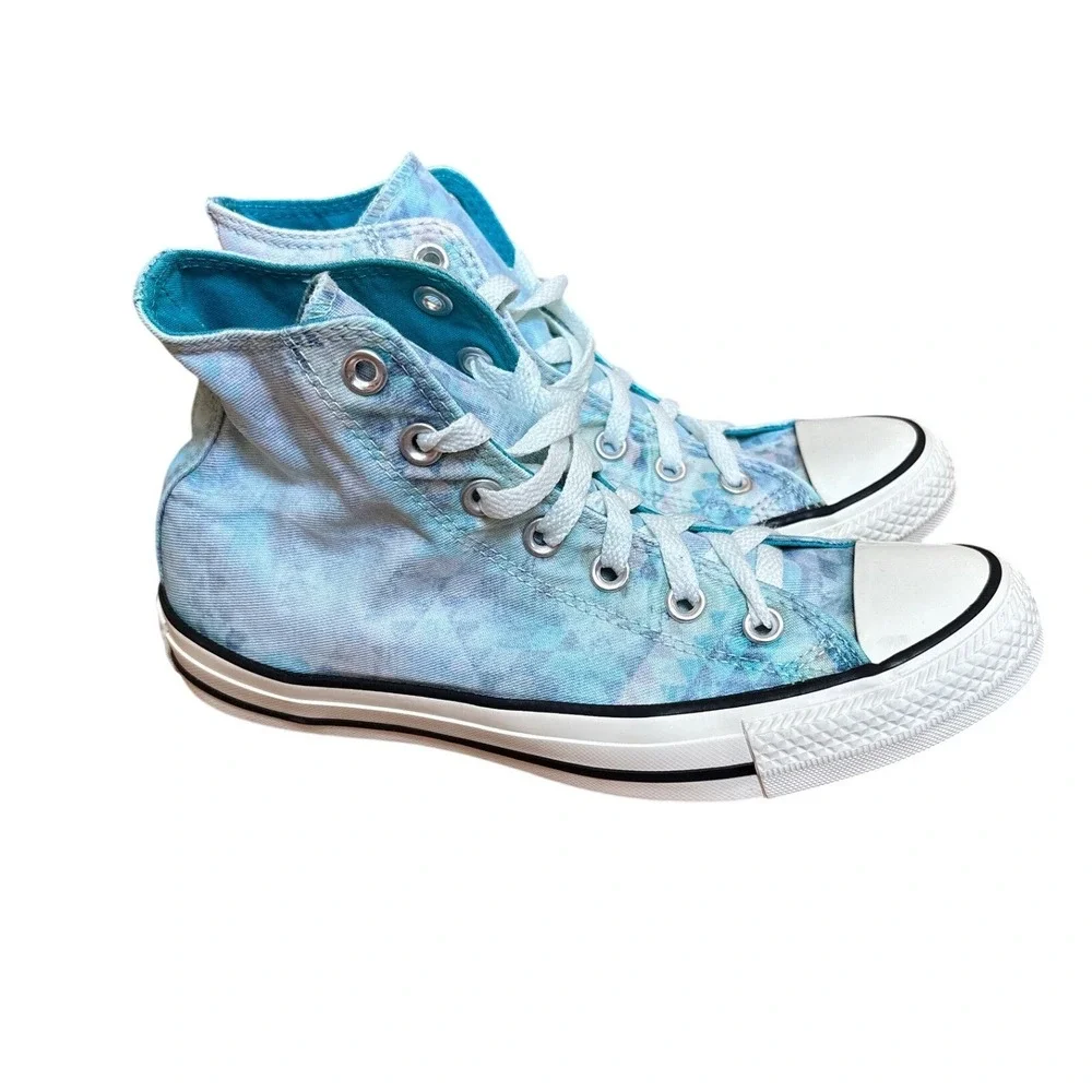 Converse Chuck Taylor All Star Women Blue Geometric Tie Dye High Top SIZE 8 - Picture 3 of 8
